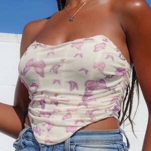 Fashion Nova Butterfly Strapless Corset Top